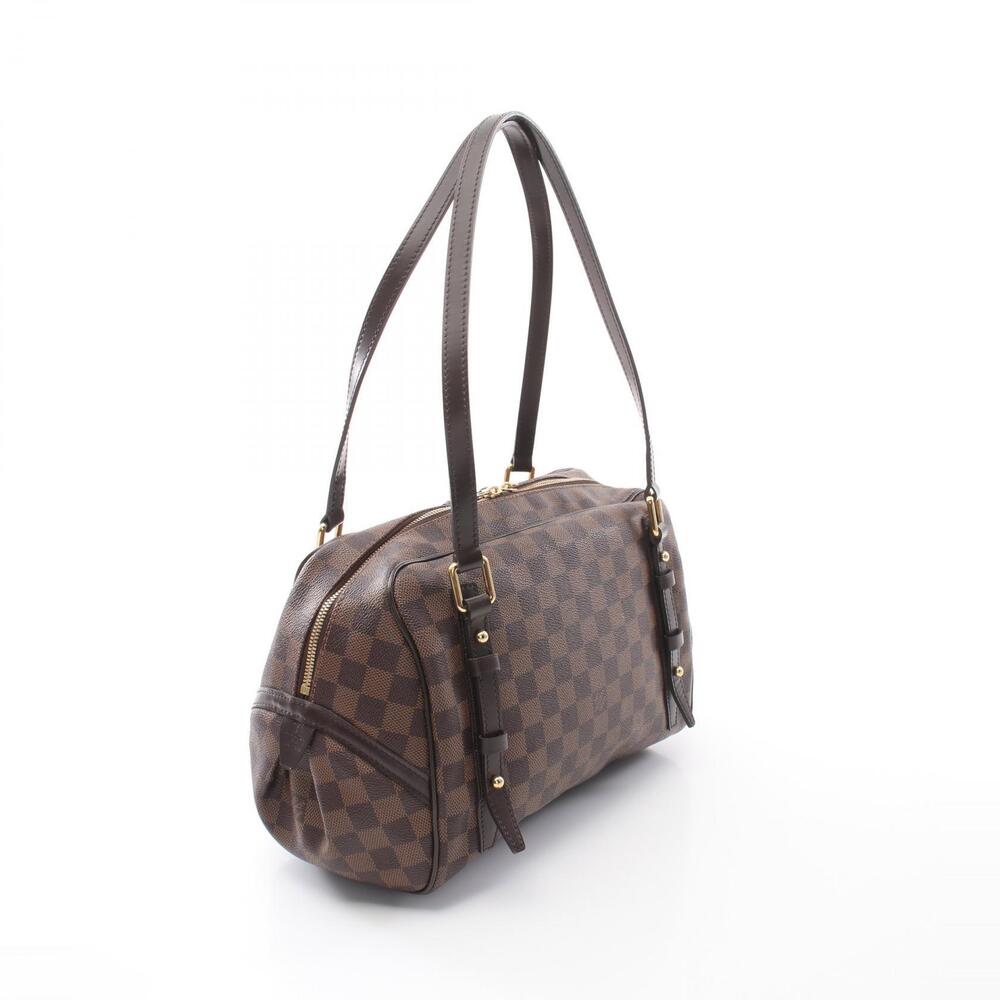 Louis Vuitton Ebene Shoulder Canvas Damier Rivington Brown Bag Leather Brown